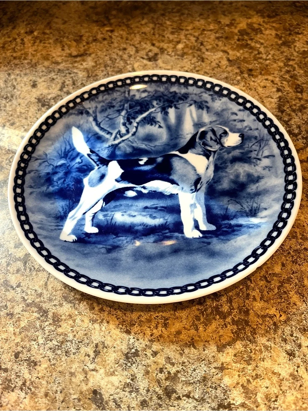 Vintage Delft Blue Beagle Plate Original Plate by Tove Svendsen Denmark